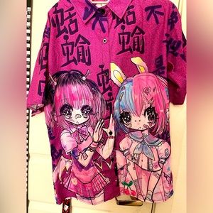 Kawaii bunny emo girl button up